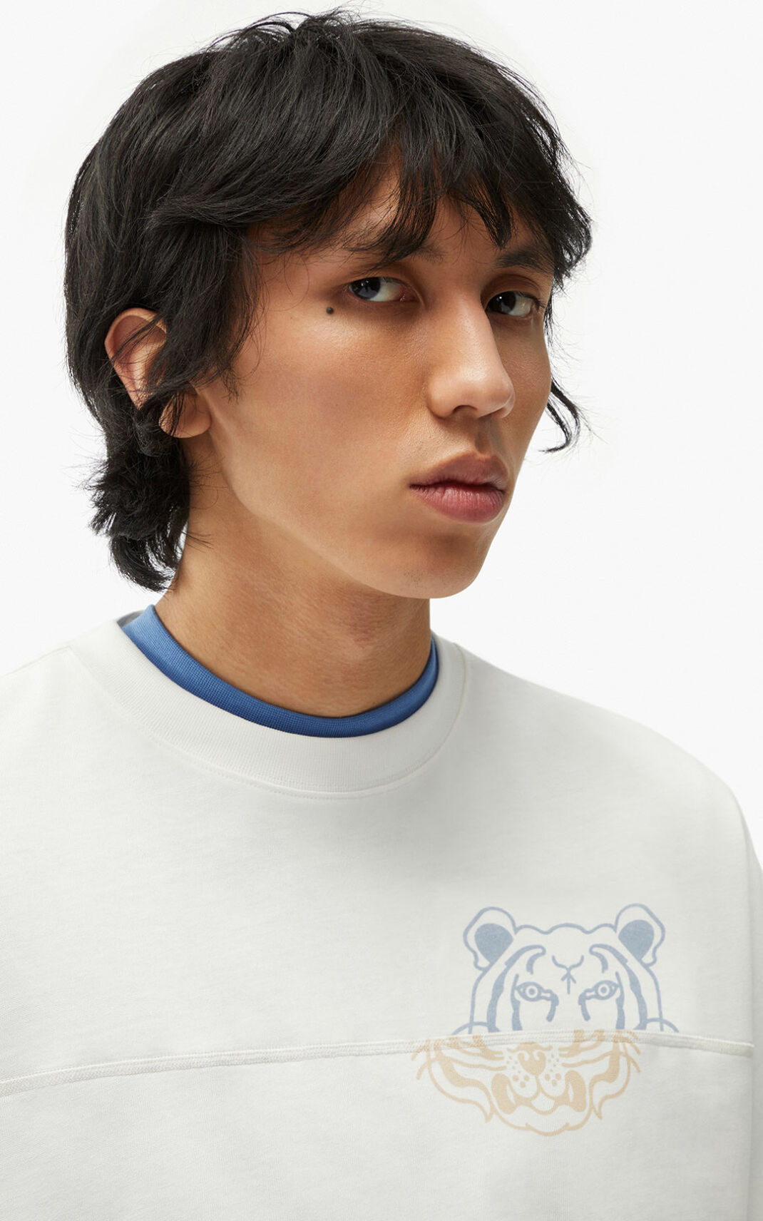 Camisetas Kenzo K Tiger oversized Hombre Blancas NAB789042